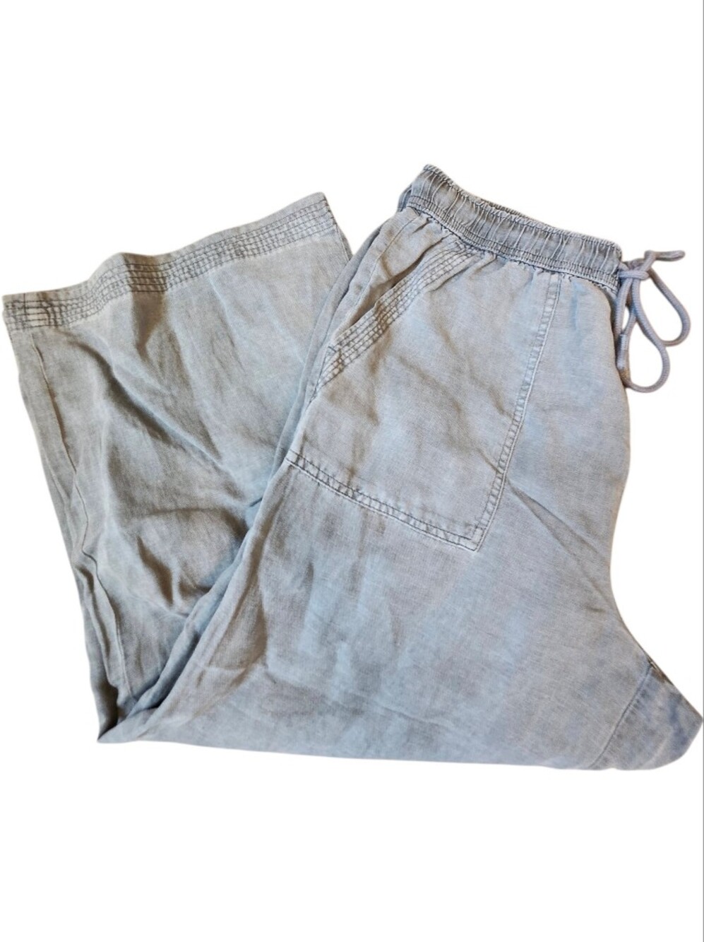 Joie Wide Leg Cropped Drawstring Capri Pants Gray XL